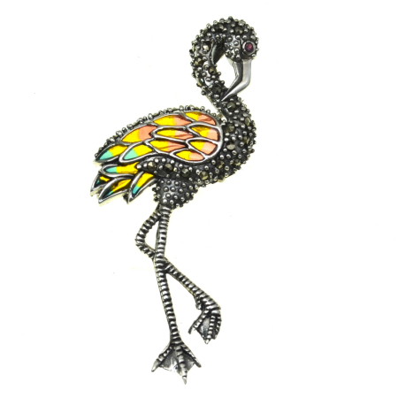 REDUCERI - Brosa-pandant argint, model Flamingo