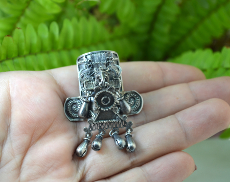 Brosa pandant argint vintage, design precolumbian Monte Albán [1]