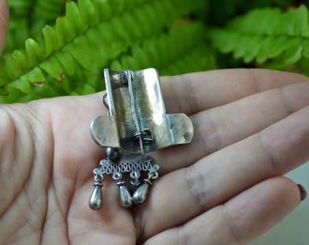 Brosa pandant argint vintage, design precolumbian Monte Albán [2]