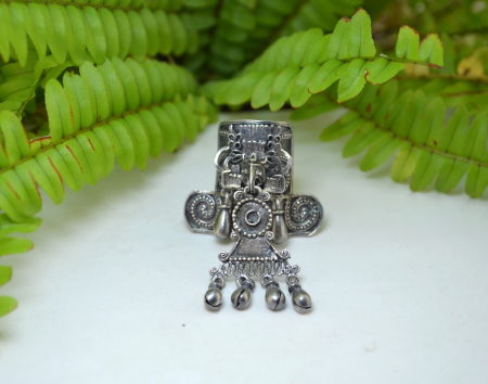 Brosa pandant argint vintage, design precolumbian Monte Albán [3]