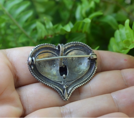 Brosa-pandant argint vintage, granat si filigran [2]