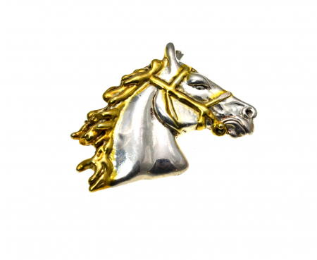 Brosa pandant argint vintage model Cap de cal lucrata manual tehnica elecroform semnata casa bijuterii Israel bat-ami [0]