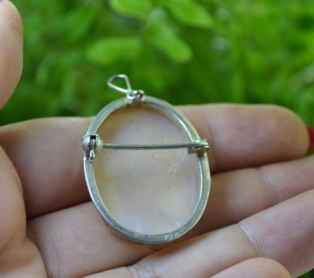 Brosa-pandantiv argint vintage, camee autentica [2]