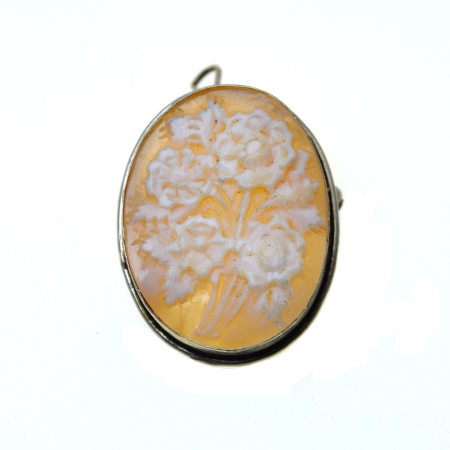 Brose argint - Brosa-pandantiv argint vintage, camee autentica