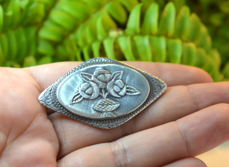 Brosa veche argint, design victorian Trandafiri [2]