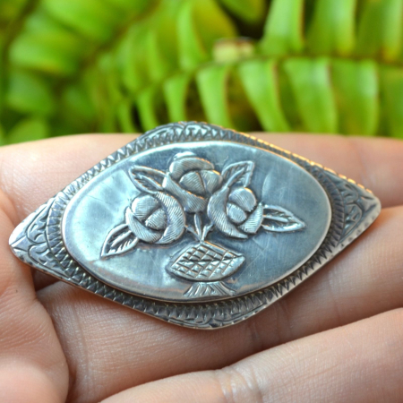 Brosa veche argint, design victorian Trandafiri [1]