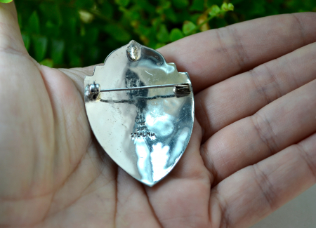 Brosa veche argint etnica thailanda tehnica Niello dansator Siam [2]