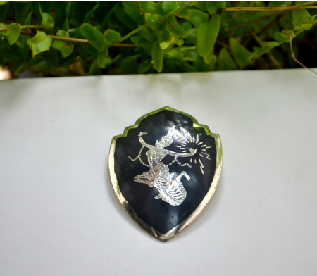 Brosa veche argint etnica thailanda tehnica Niello dansator Siam [3]