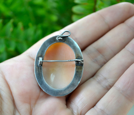 Camee autentica veche, brosa-pandantiv argint [2]