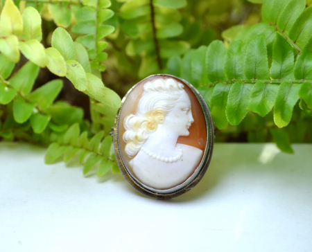 Camee autentica veche, brosa si pandantiv argint [3]