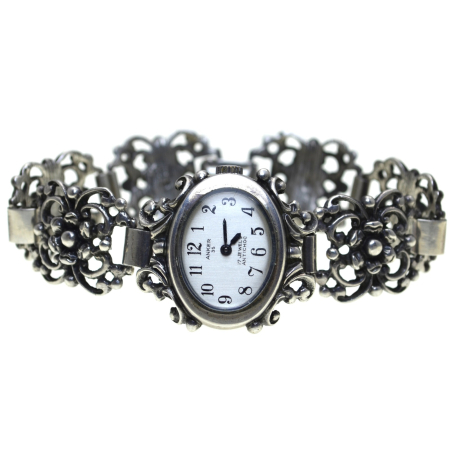 Ceasuri argint - Ceas Anker cu bratara veche argint, design Neobaroc