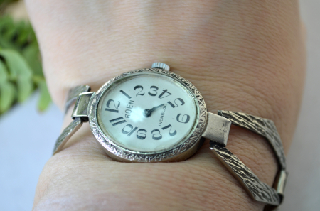 Ceas argint Roen vintage, mecanic, design modernist A Vintage Collection [3]