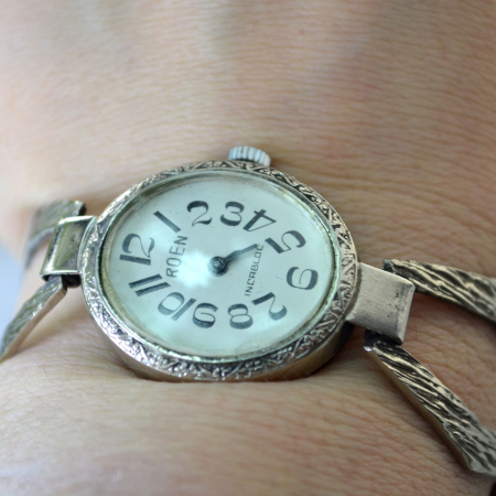 Ceas argint Roen vintage, mecanic, design modernist A Vintage Collection [1]