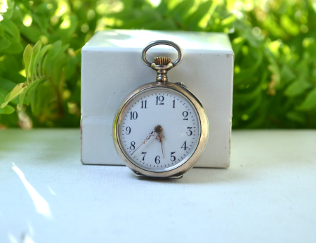 Ceas buzunar antic argint, Art Nouveau [5]