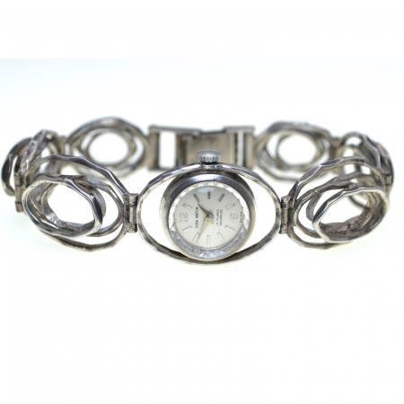 Ceasuri argint - Ceas Dima Watch mecanic, bratara argint modernista