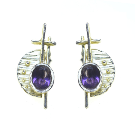 REDUCERI - Cercei argint, ametiste naturale, design avangardist A Vintage Collection