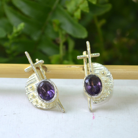 Cercei argint, ametiste naturale, design avangardist A Vintage Collection [3]