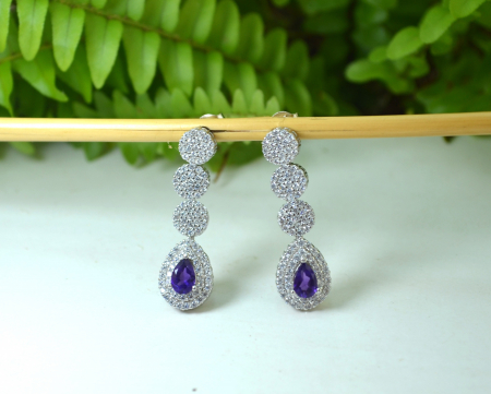 Cercei argint ametiste taietura drop Cristale CZ cubic zirconia [3]