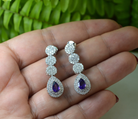 Cercei argint ametiste taietura drop Cristale CZ cubic zirconia [1]