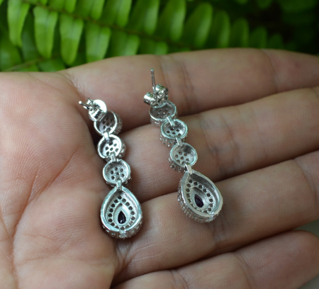 Cercei argint ametiste taietura drop Cristale CZ cubic zirconia [2]