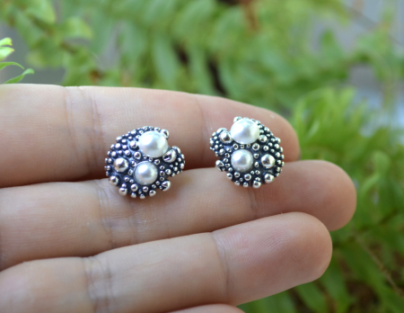 Cercei argint Arici de mare cu perle naturale A Vintage Collection [1]