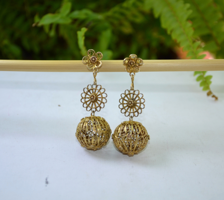 Cercei argint aurit antic Tambourine, Filipine [3]