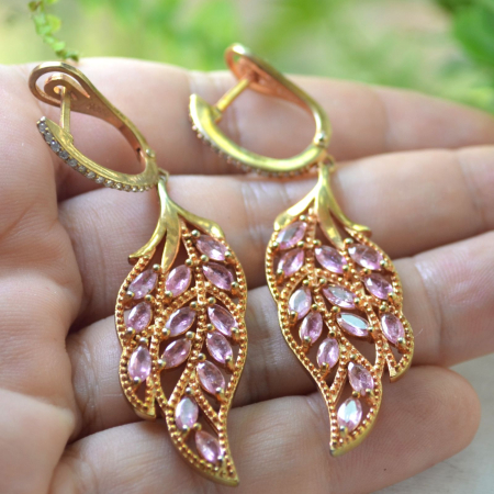 Cercei argint aurit cu turmaline roz si Cubic zirconia A Vintage Collection [1]