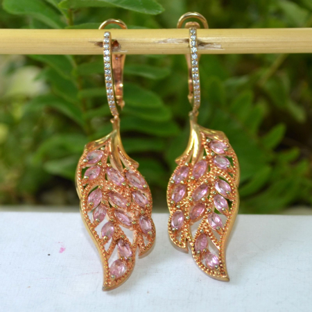 Cercei argint aurit cu turmaline roz si Cubic zirconia A Vintage Collection [3]