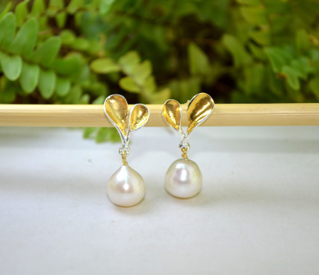 Cercei argint aurit perle naturale baroque [3]