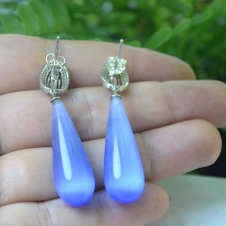 Cercei argint, Blue Cat's Eye si cristale CZ A Vintage Collection [3]
