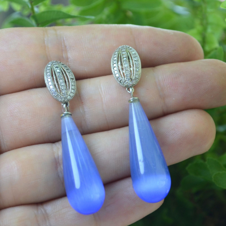 Cercei argint, Blue Cat's Eye si cristale CZ A Vintage Collection [1]