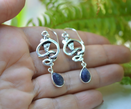 Cercei argint Cobre,  safire brute naturale A Vintage Collection [3]