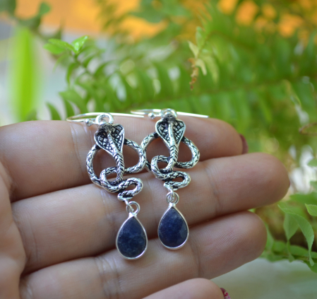 Cercei argint Cobre,  safire brute naturale A Vintage Collection [2]