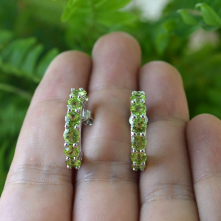 Cercei argint Creole, Green Peridot [2]