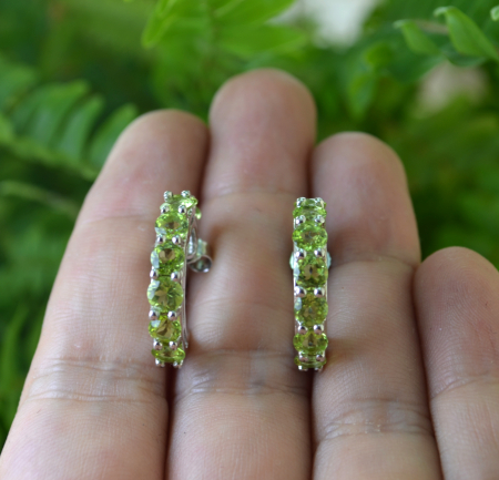 Cercei argint Creole, Green Peridot [3]