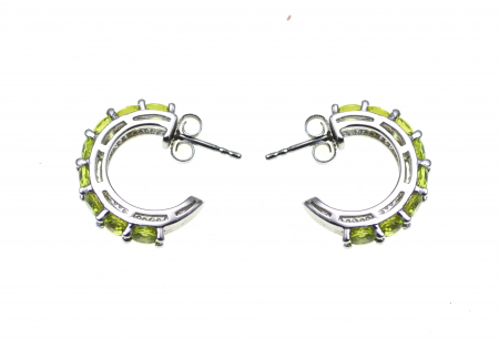 Cercei argint Creole, Green Peridot [1]