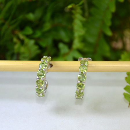 Cercei argint Creole, Green Peridot [4]