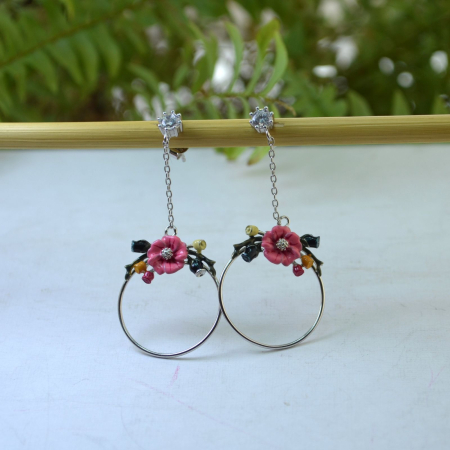 Cercei argint cu email floral colorat A Vintage Collection [3]