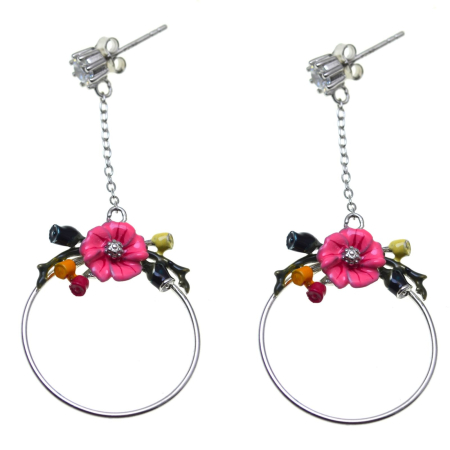 Cercei argint - Cercei argint cu email floral colorat A Vintage Collection