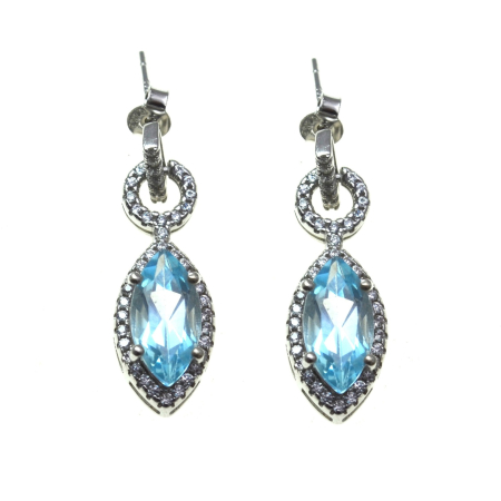 Pietre semipretioase si pretioase - Cercei argint topaze albastre naturale lucrati manual manufactura thailandeza