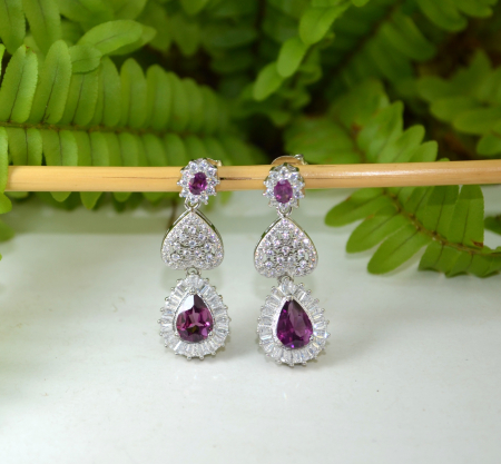 Cercei argint "Drop", ametiste cu cristale CZ [3]