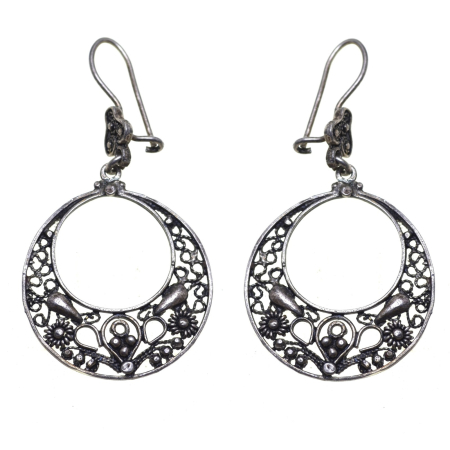 Cercei argint - Cercei argint etnici Chandbali, filigran