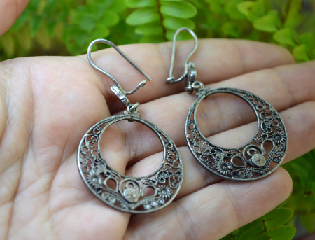 Cercei argint etnici Chandbali, filigran [2]