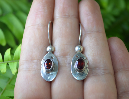 Cercei argint etnici, granate [2]