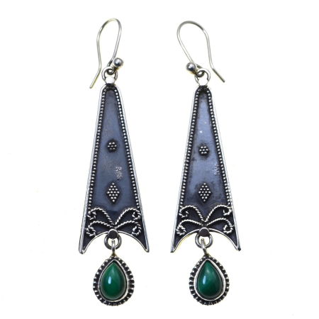 Cercei argint etnici, Malachit