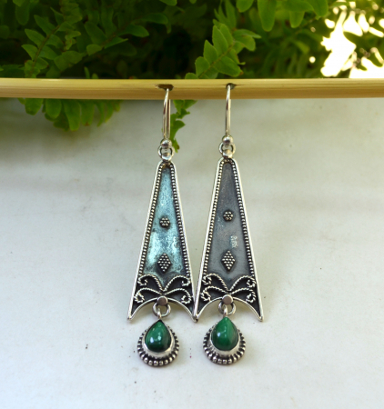 Cercei argint etnici, malachit [3]