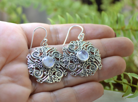 Cercei argint etnici, Piatra lunii, filigran A Vintage Collection [1]