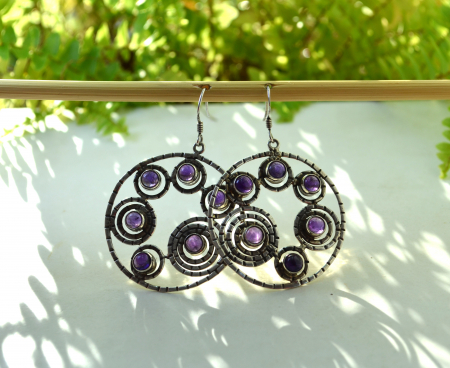 Cercei argint geometrici, ametiste naturale [3]