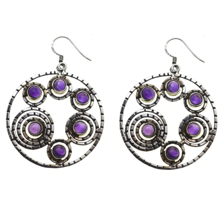 Cercei argint - Cercei argint geometrici, ametiste naturale