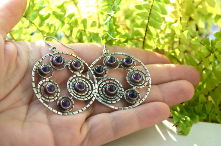 Cercei argint geometrici, ametiste naturale [1]